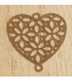 Breloque Laser Cut - Cœur fleur - 20x20mm - Rose Doré