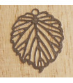 Breloque Laser Cut - Feuille Ajourée - 22x18mm - Argenté Foncé