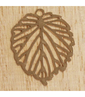 breloque laser cut feuille ajourée rose doré