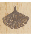 Breloque Laser Cut - Feuille Ginkgo - 22x25mm - Argenté Foncé