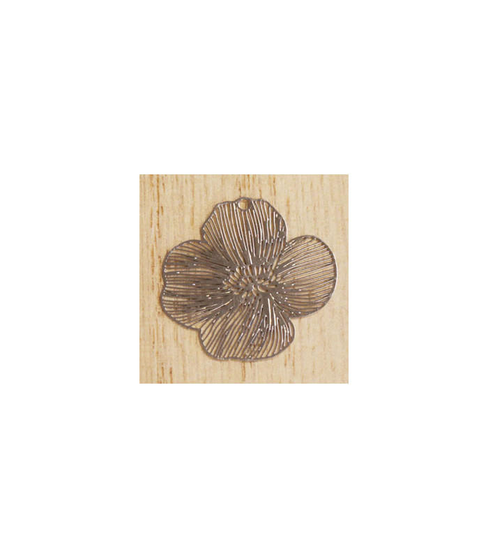 breloque laser cut fleur filigré argenté foncé