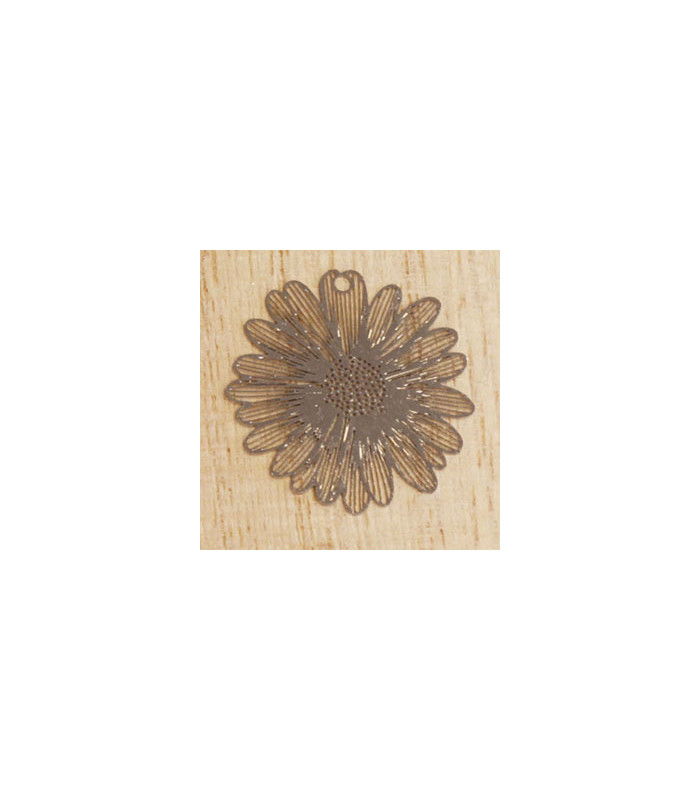 breloque laser cut fleur marguerite argenté foncé