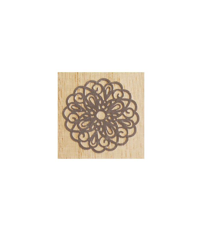 breloque laser cut rosace argenté foncé