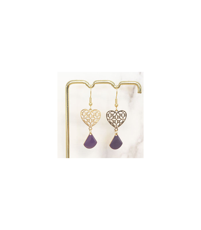 boucles d'oreilles breloque laser cut coeur fleur