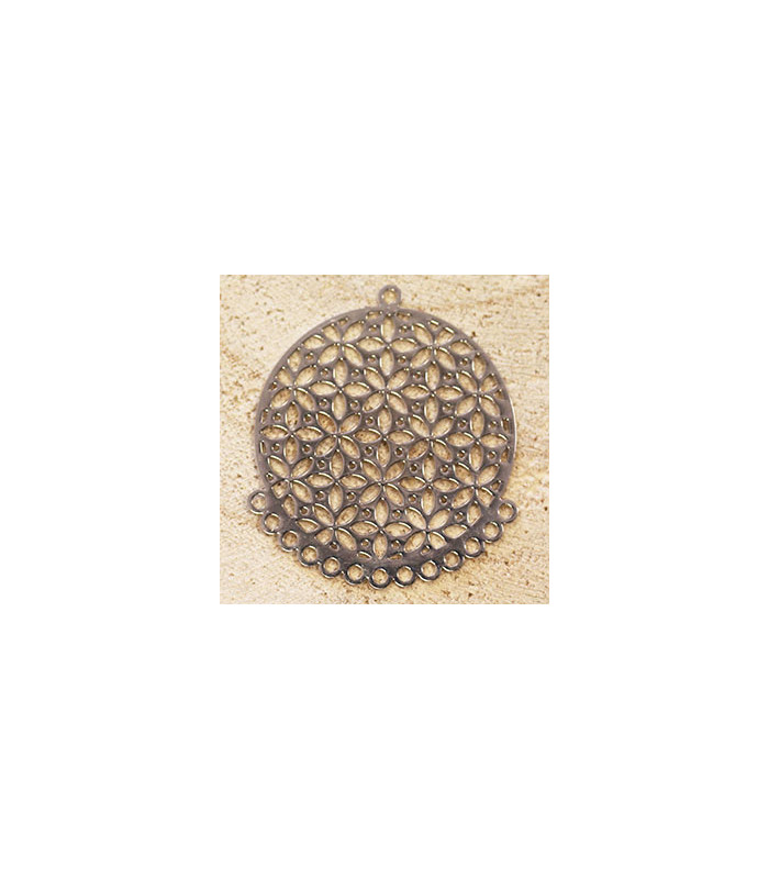 multirang laser cut rond rosace 13 trous argenté foncé