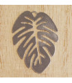 Pendentif Laser Cut - Feuille - 28x20mm - Argenté Foncé