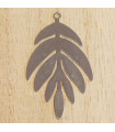 Pendentif Laser Cut - Feuille - 35x24mm - Argenté Foncé