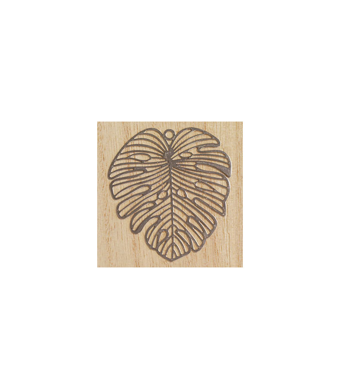 pendentif laser cut feuille argenté foncé