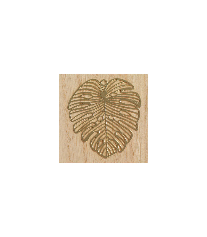 pendentif laser cut feuille doré