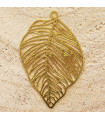 Pendentif Laser Cut - Feuille ajourée - 36x24mm - Doré