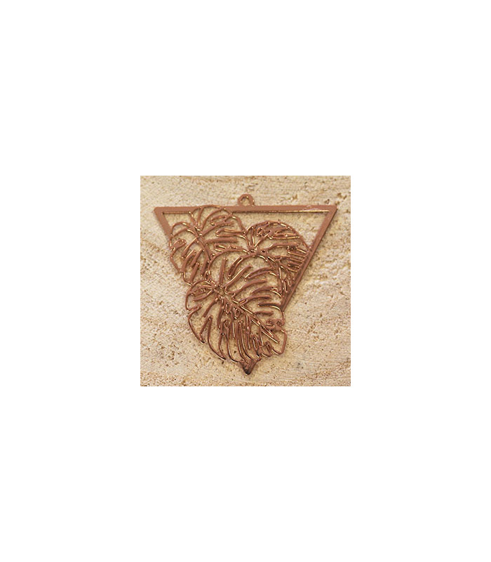 pendentif laser cut feuille ajourée cuivre