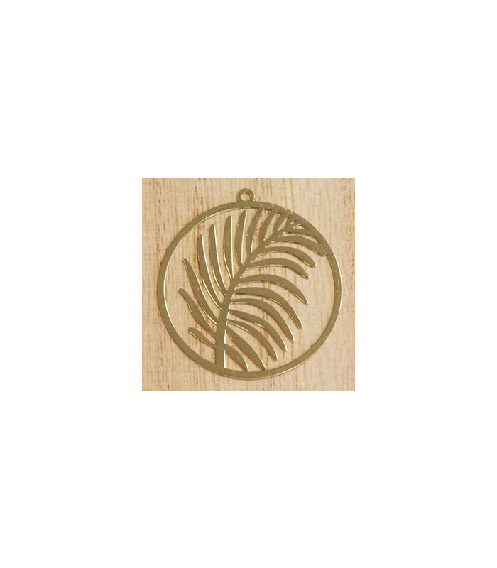pendentif laser cut feuille cercle doré