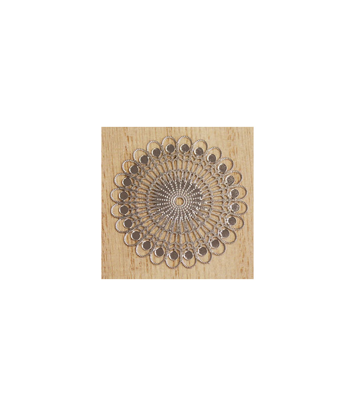 pendentif laser cut fleur rosace argenté foncé