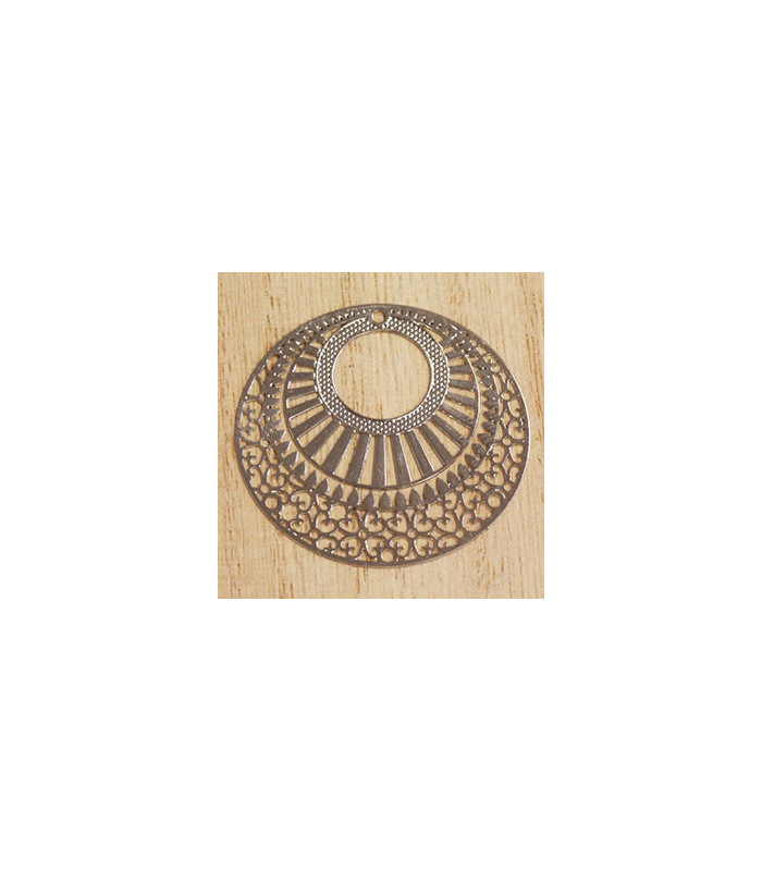 pendentif laser cut ovale rosace argenté foncé