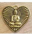 Breloque - Zen - Buddha dans un cœur - 24x23mm - Doré