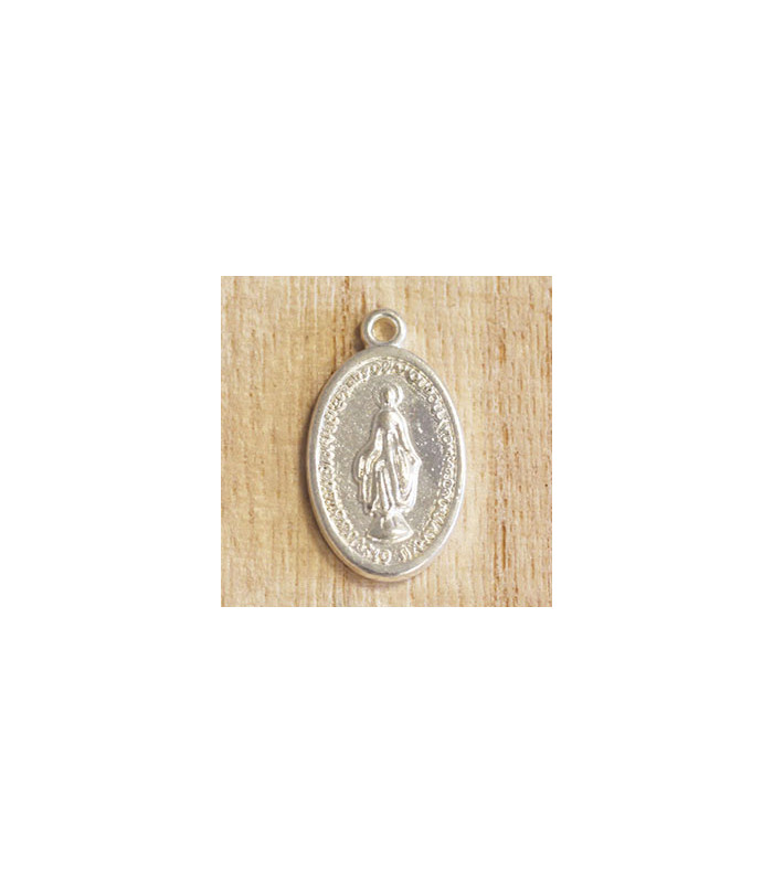 Breloque - Spirituel - Médaille Vierge - 23x13mm - Argenté