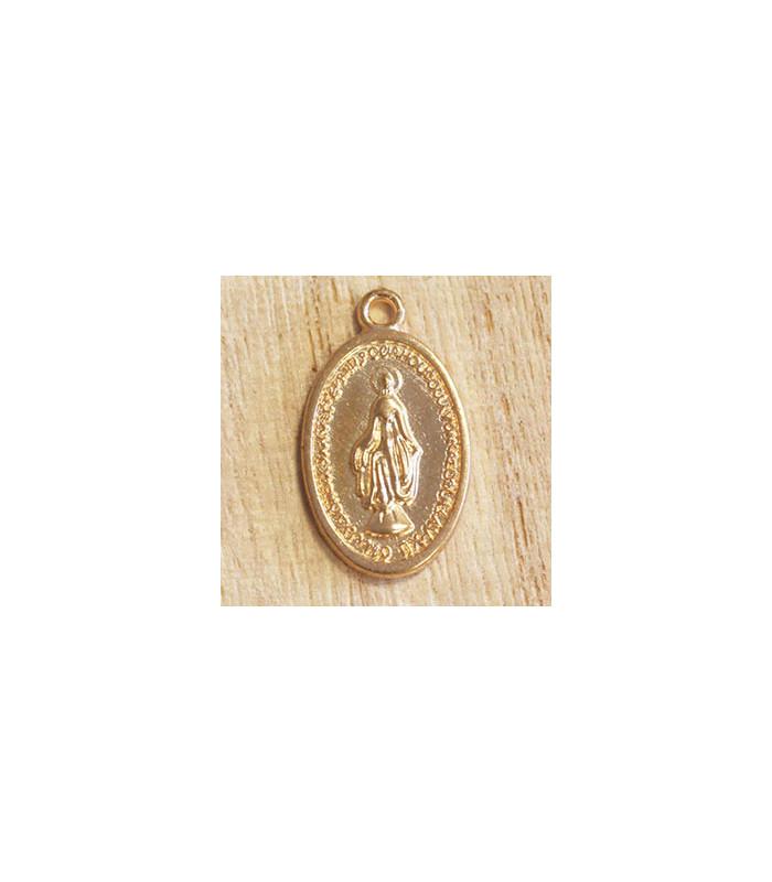 Breloque - Spirituel - Médaille Vierge - 23x13mm - Doré Rose