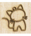 Breloque - Animaux - Chat Evidé - 27x24mm - Bronze