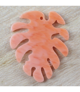 Pendentif feuille de Monstera orange acrylique