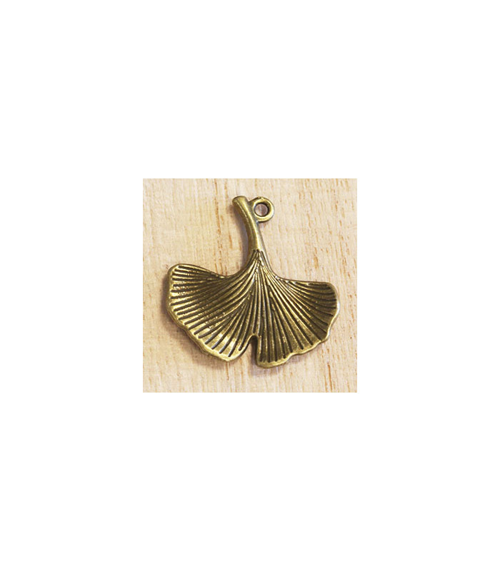 Breloque - Nature - Feuille de Gingko - 25x24mm - Bronze