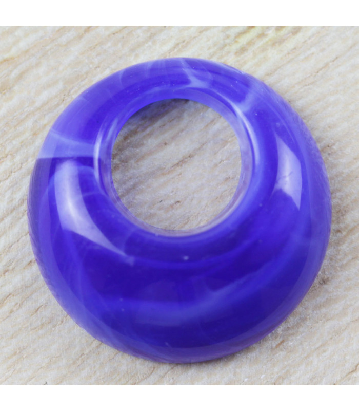 Pendentif Donut Bombé Marbré bleu Acétate