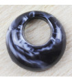 Pendentif Donut Bombé - Marbré noir - 19x19mm - Acétate