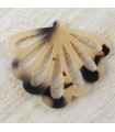 Pendentif Feuille Évidée - Écaille de Tortue Beige et Noir - 35x30mm - Acétate