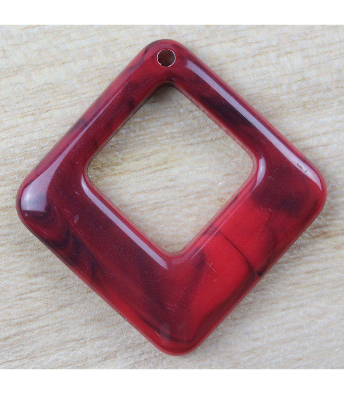 Pendentif Losange marbré Rouge Foncé acrylique