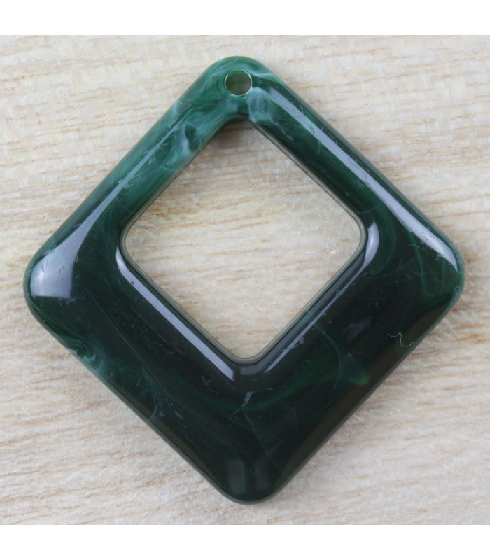 Pendentif Losange Marbré vert acrylique