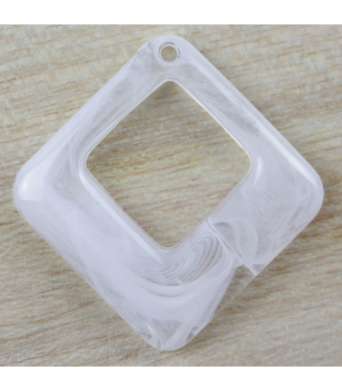 Pendentif Losange Marbré blanc transparent acrylique