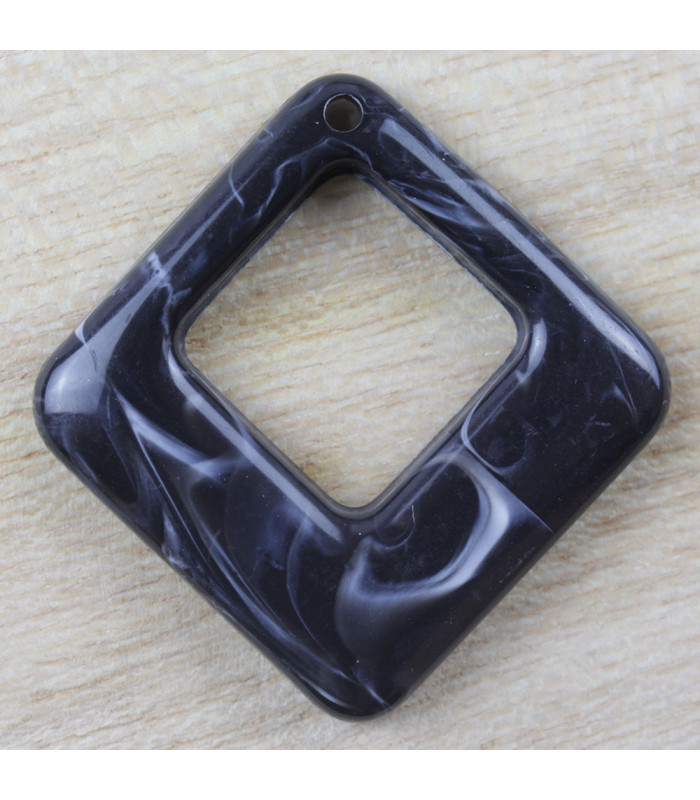 Pendentif Losange Marbré noir acrylique