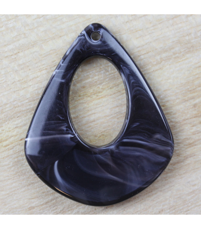 Pendentif Larme marbré noir acrylique