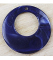 Pendentif Rond Donut Évidé - Marbré Bleu Nuit - 57mm - Acrylique