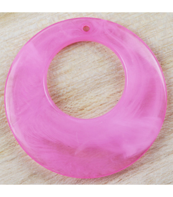 Pendentif Rond Donut Évidé marbré rose acrylique