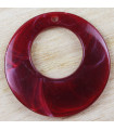 Pendentif Rond Donut Évidé - Marbré Rouge Foncé - 57mm - Acrylique