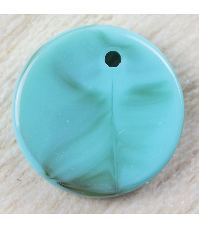 Pendentif Rond marbré bleu turquoise acrylique