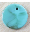Pendentif Rond - Marbré Bleu Turquoise - 16mm - Acrylique