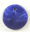 Pendentif Rond - Marbré Bleu Foncé - 16mm - Acrylique
