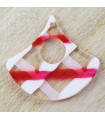 Pendentif Triangle Arrondi Évidé - Écaille de Tortue Marbré Blanc et Rose - 31x34mm - Acétate