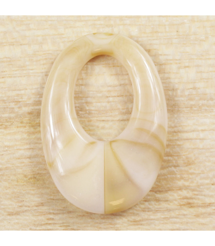 Pendentif Ovale Évidé marbré beige acétate