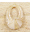 Pendentif Ovale Évidé - Marbré Beige - 33x23mm - Acétate de Cellulose