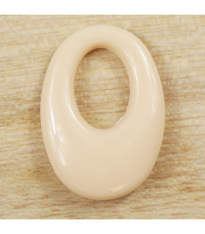 Pendentif Ovale Évidé opaque beige acétate