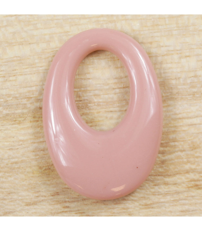 Pendentif Ovale Évidé opaque vieux rose acétate