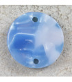 Connecteur Rond - Marbré Bleu et Blanc - 16mm - Acrylique
