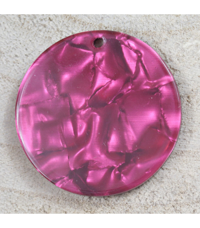 Pendentif Rond marbré Rose acrylique