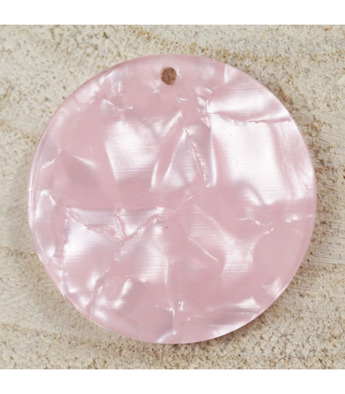 Pendentif Rond marbré Rose clair acrylique