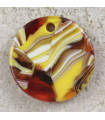 Pendentif Rond - Marbré Rouge et Jaune - 16mm - Acrylique