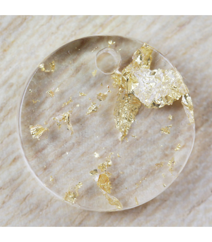 Pendentif Rond transparent doré acrylique