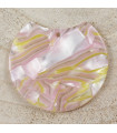 Pendentif Rond Coupé - Écaille de Tortue Marbré Jaune et Rose - 36x35mm - Acétate