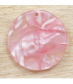 Pendentif Rond Plein - Marbré Rose - 20x20mm - Acétate